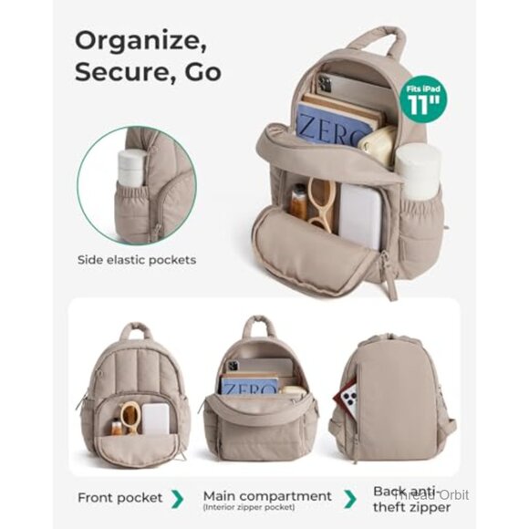 Mini Puffer Backpack, Lightweight Quilted Daypack, Water-Resistant Travel Purse main image 4